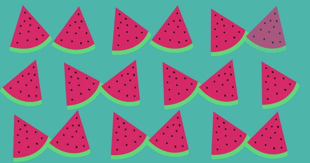 Watermelon Icon Pattern on Teal Background for Fresh Summer Design