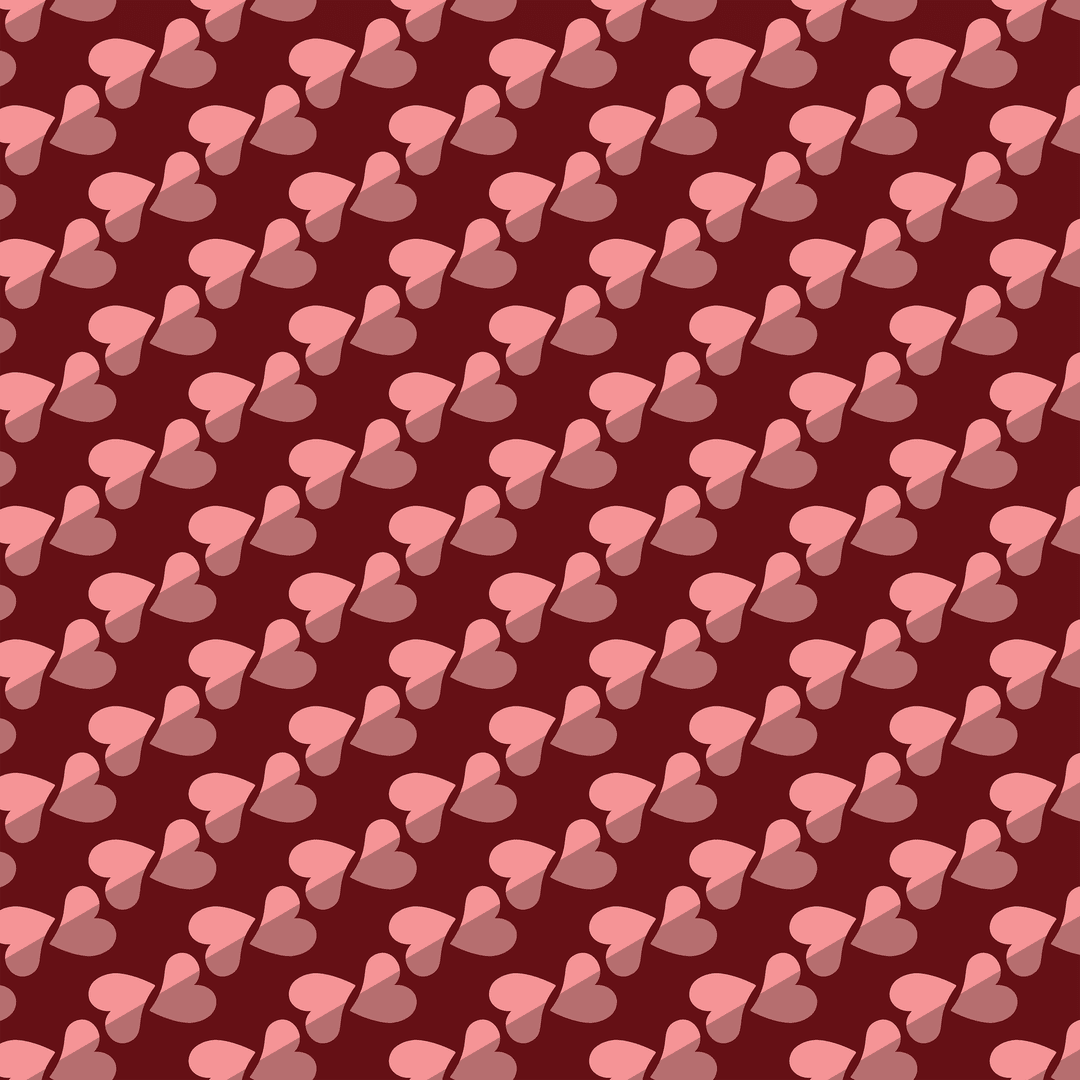 Transparent Pink Heart Pattern on Deep Red Background