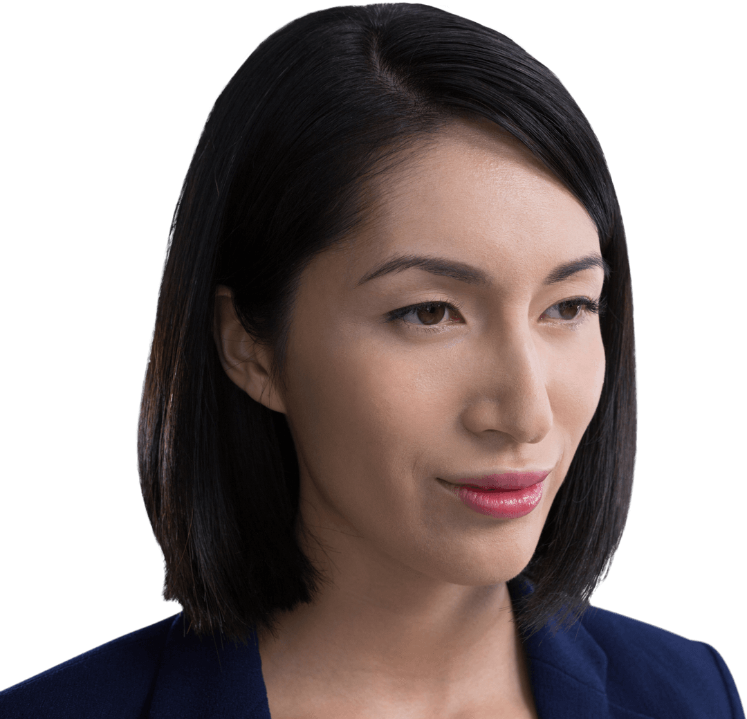 Transparent Background Thoughtful Asian Businesswoman Posing