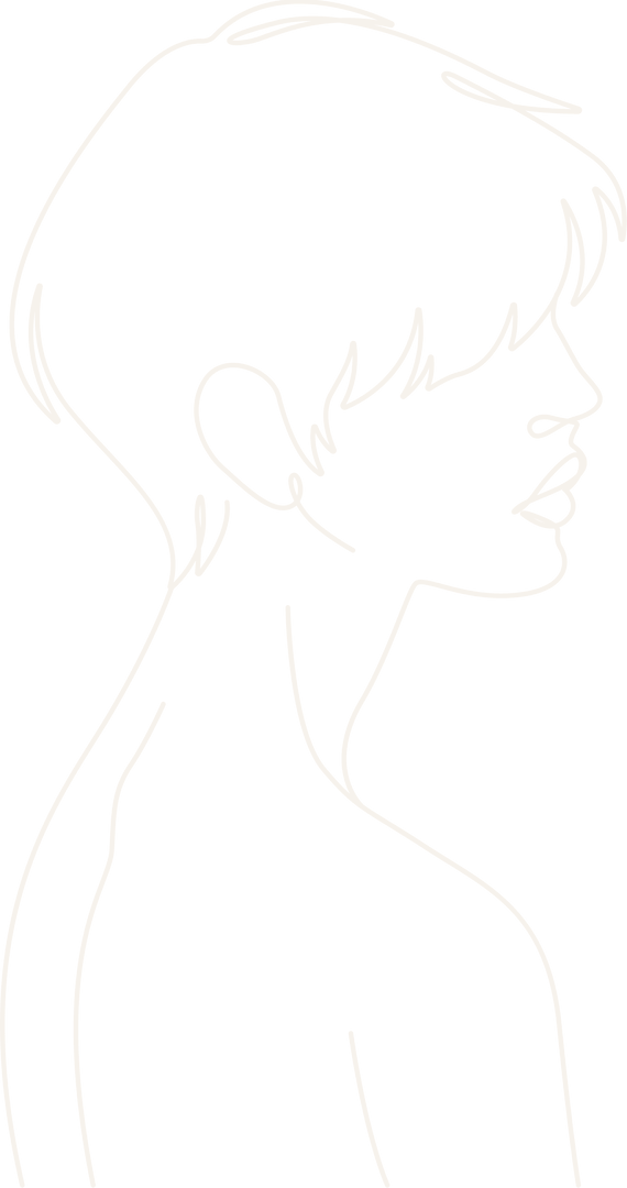 Minimalist Human Profile Silhouette Line Art on Transparent Background
