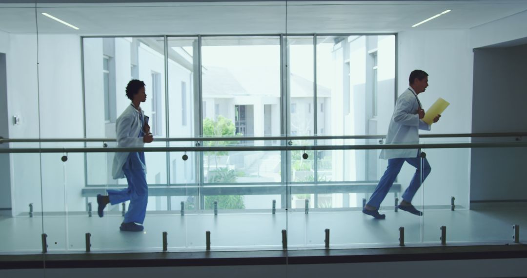 Doctors Running in Hospital Hallway in Emergency Situation - Free Images, Stock Photos and Pictures on Pikwizard.com