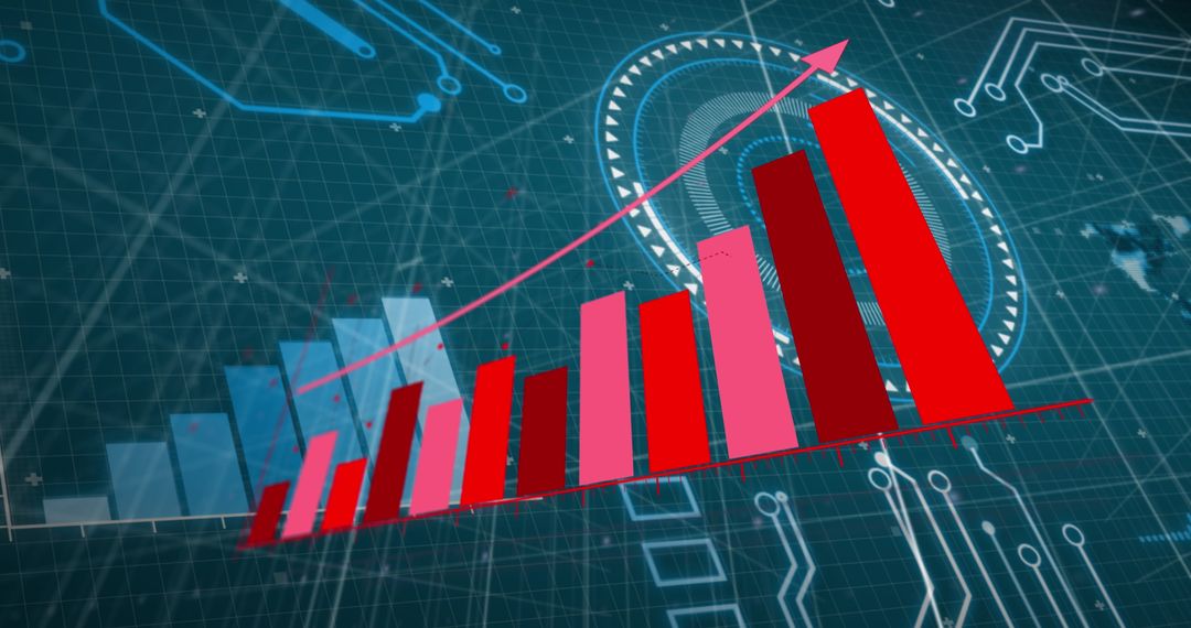 Rising Financial Graph with Digital Interface Elements