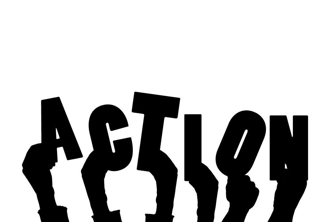 Action Black Text on Transparent Background for Graphic Projects