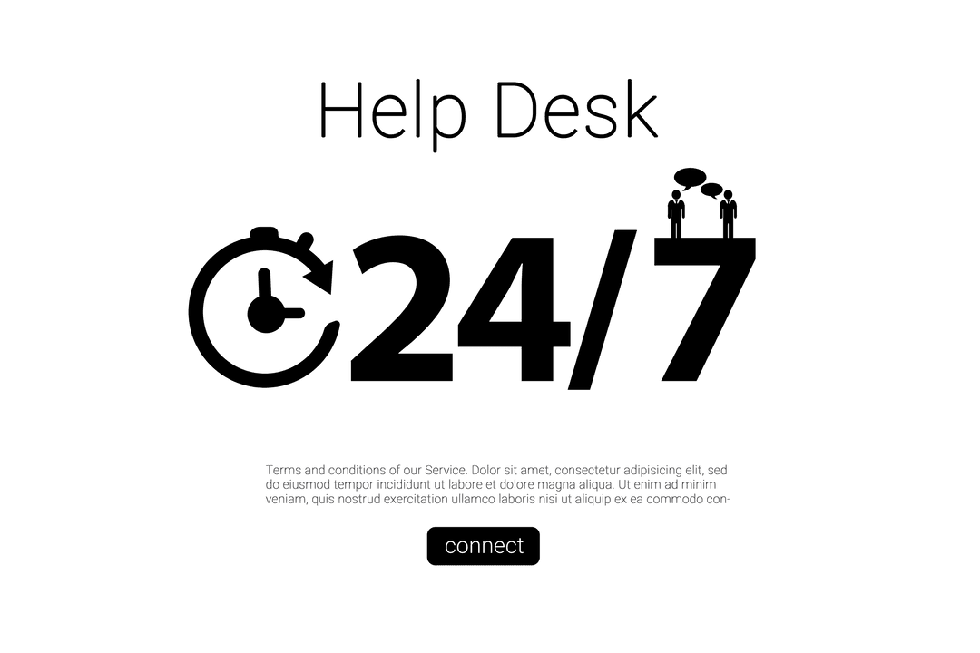 Transparent Help Desk With Support Assistance Icons and Numbers