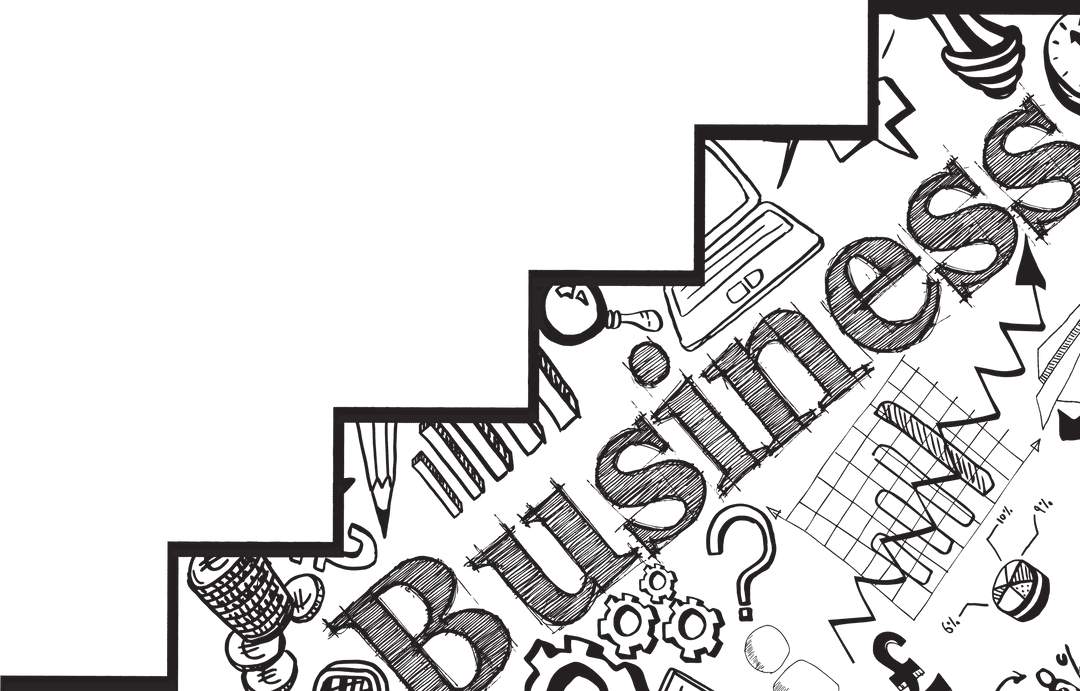 Transparent Business Graph with Text Design Elements