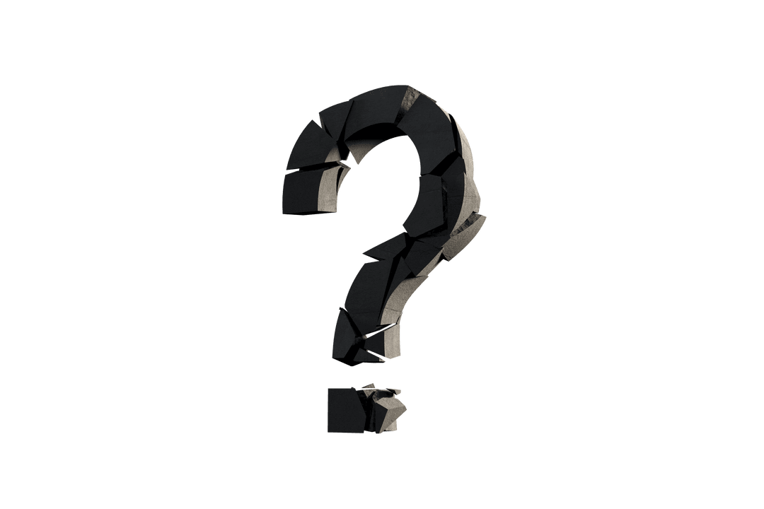 Broken Question Mark Symbol on Transparent Background