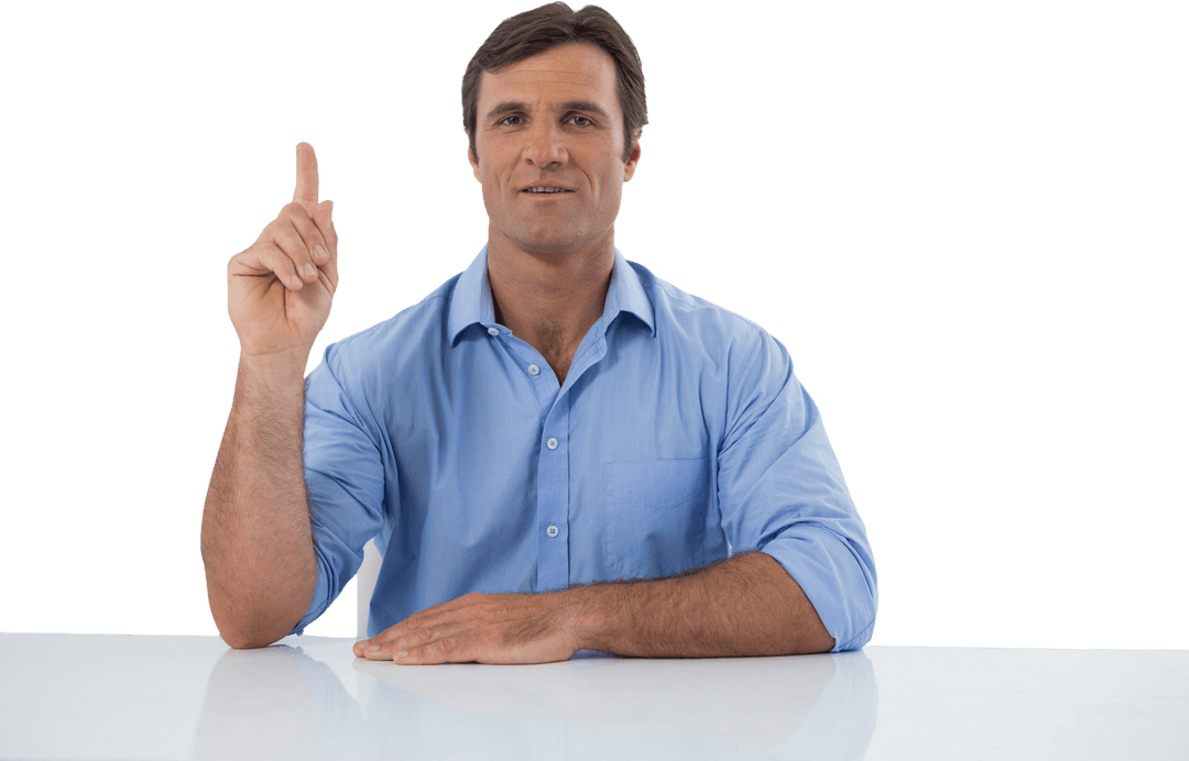 Business Executive Touching Transparent Virtual Interface