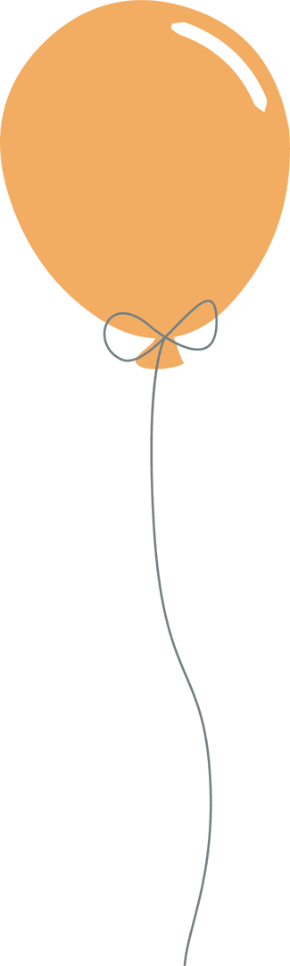flat vector orange balloon transparent background bow string - Download Free Stock Images Pikwizard.com