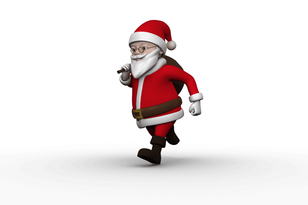 Santa Claus Character with Sack Transparent Background PNG