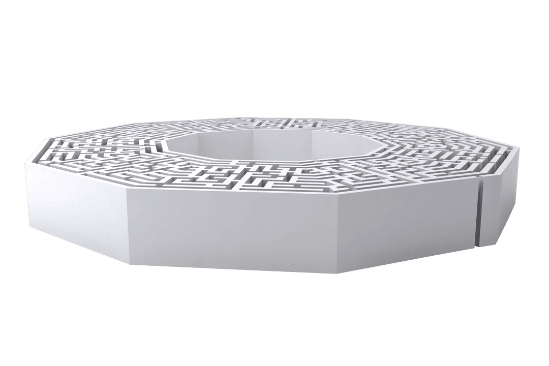 3D White Labyrinth on Transparent Background Isolated Vector