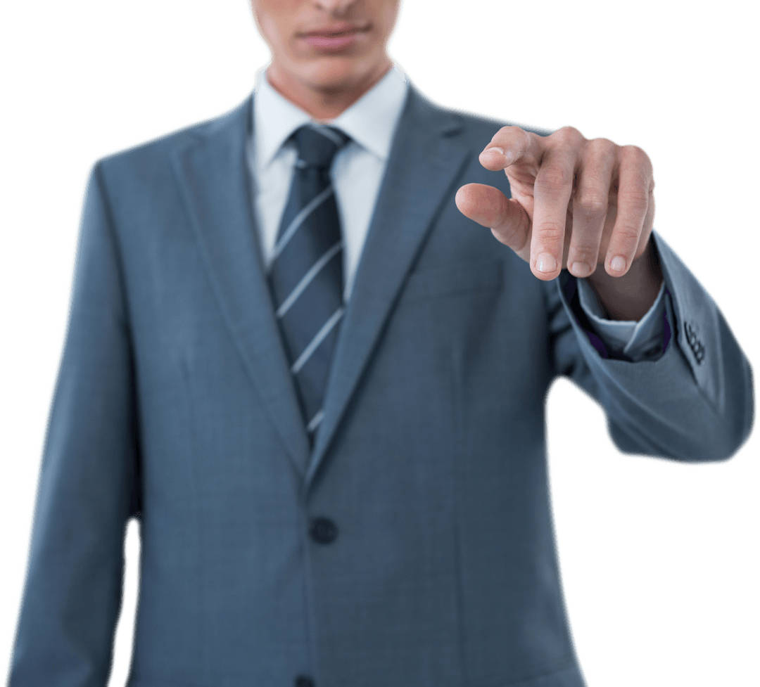 Transparent Businessman Pointing Gesture Confident Stance