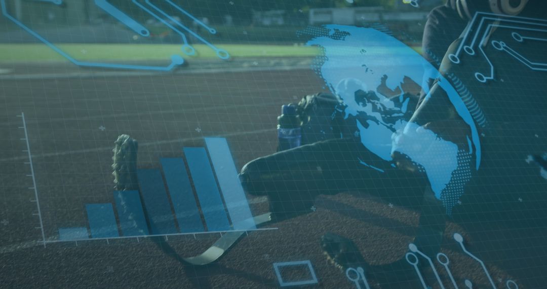 Abstract Digital Interface Over Athlete on Track