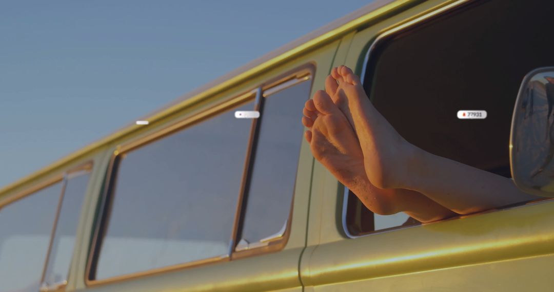 Feet out Car Window Reflecting Freedom and Relaxation
