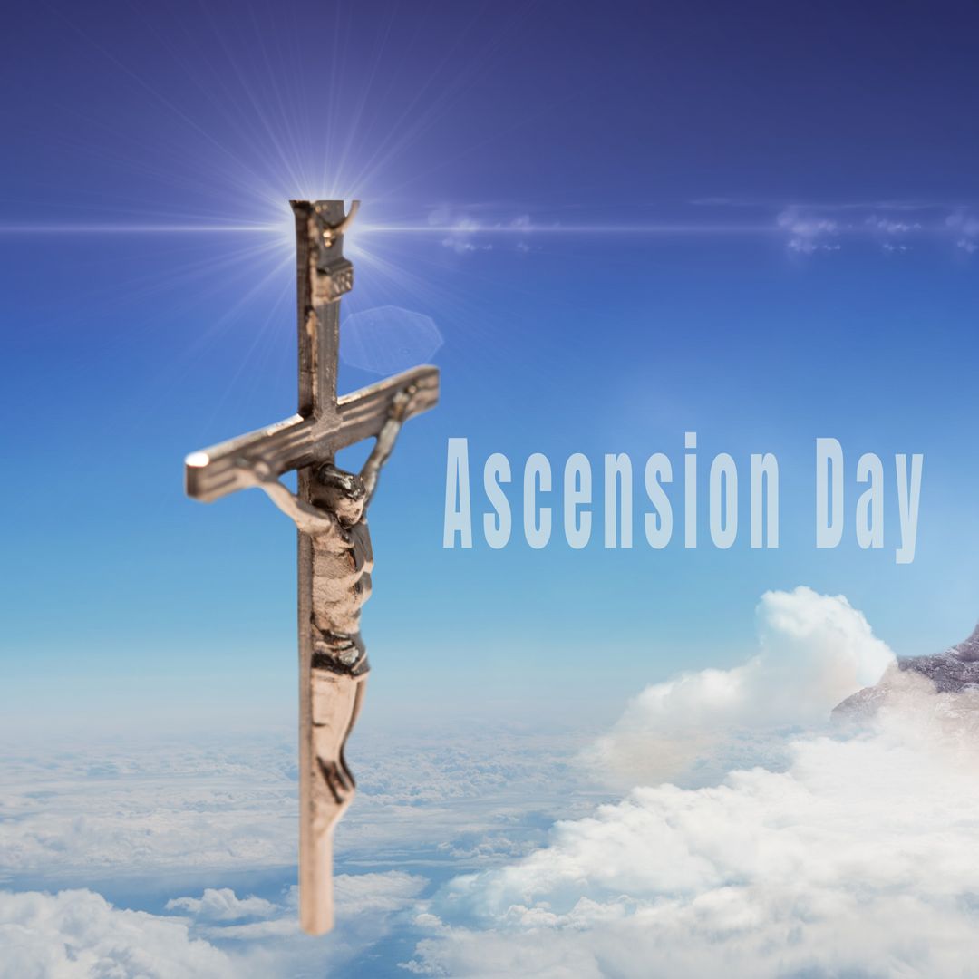 Ascension Day Crucifix in Clear Blue Sky - Download Free Stock Templates Pikwizard.com