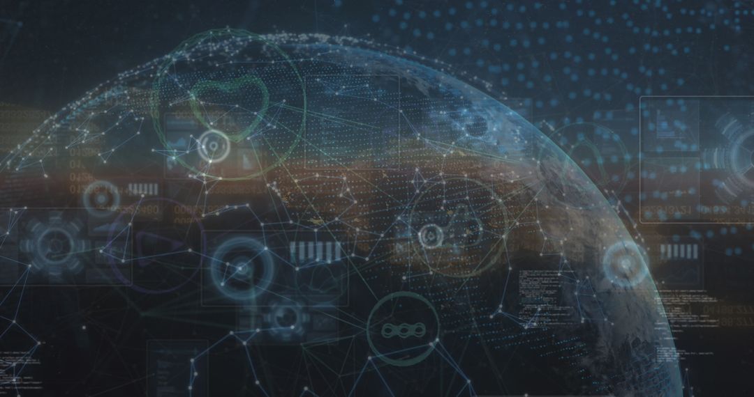 Digital Globe with Holographic Interfaces Depicting Global Connectivity