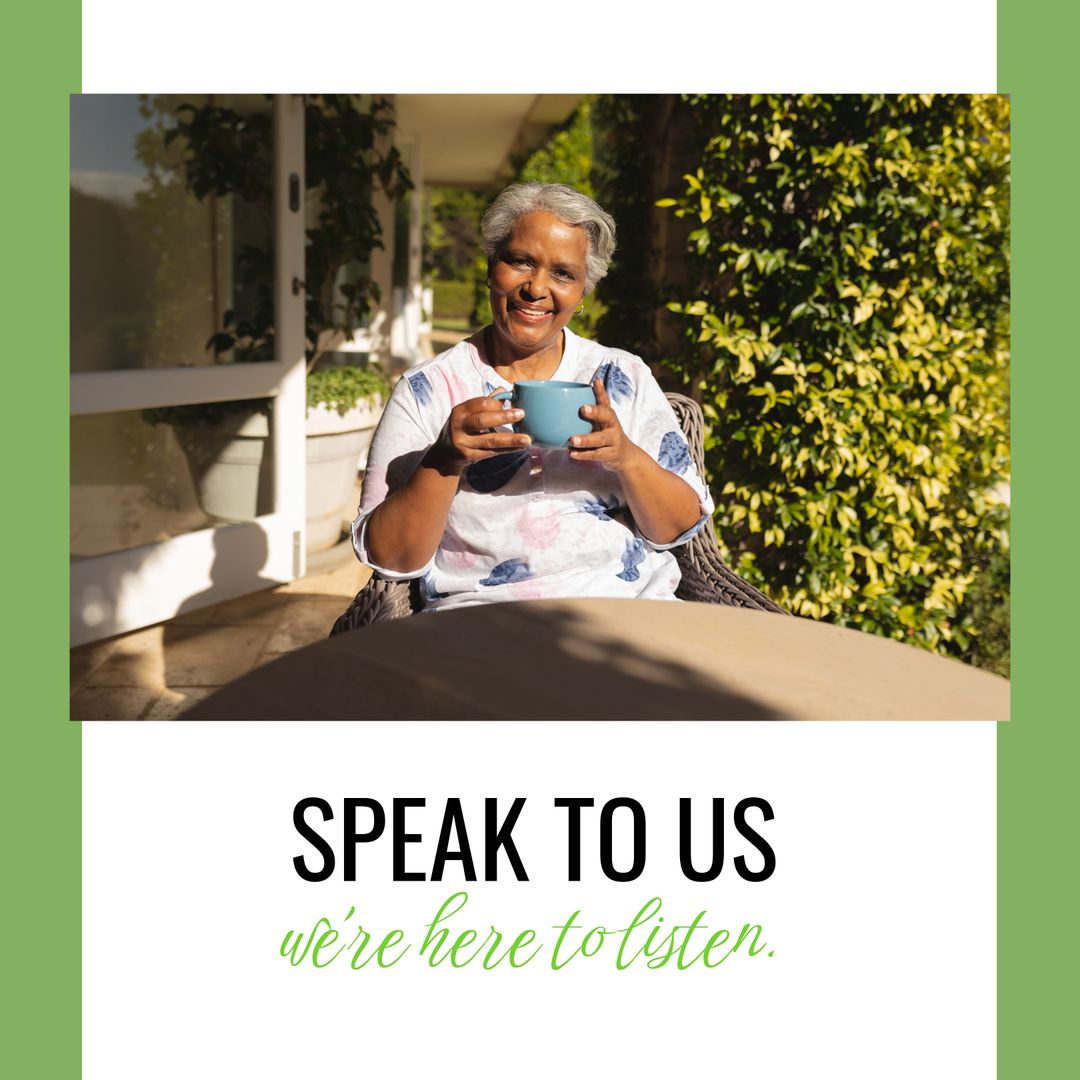 Friendly Senior Biracial Woman Drinking Tea Outside on Sunny Day - Download Free Stock Templates Pikwizard.com