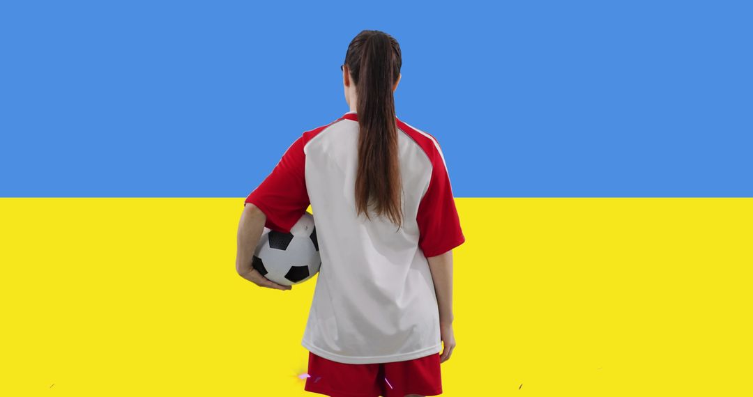 Female Soccer Player with Ukraine Flag Background Symbolizing Patriotism - Free Images, Stock Photos and Pictures on Pikwizard.com