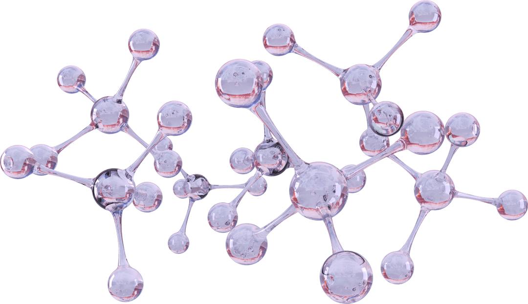 Transparent Abstract Molecule Model with Crystal Clear Chains