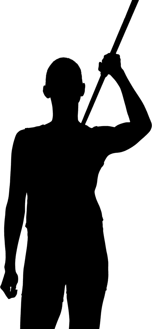 Silhouette of Woman with Javelin on Transparent Background