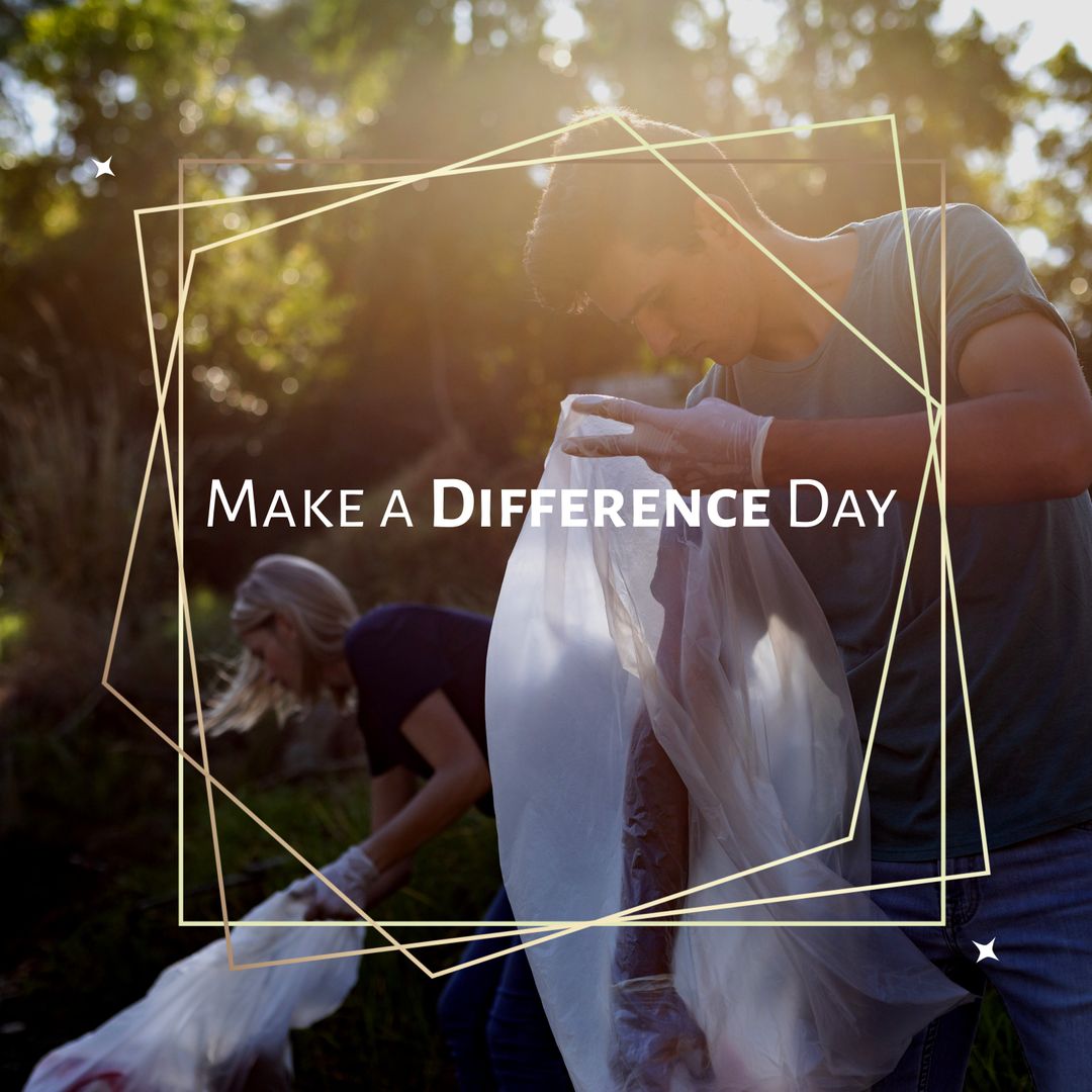 Caucasian Volunteers Collecting Waste on Make a Difference Day - Download Free Stock Templates Pikwizard.com