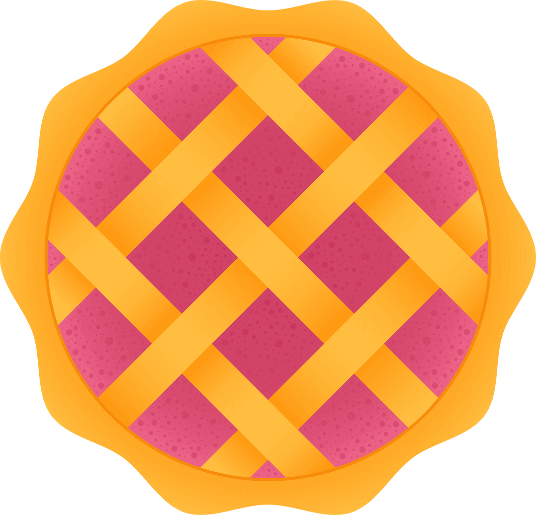 Transparent Pie Icon with Pink Filling and Golden Lattice Crust
