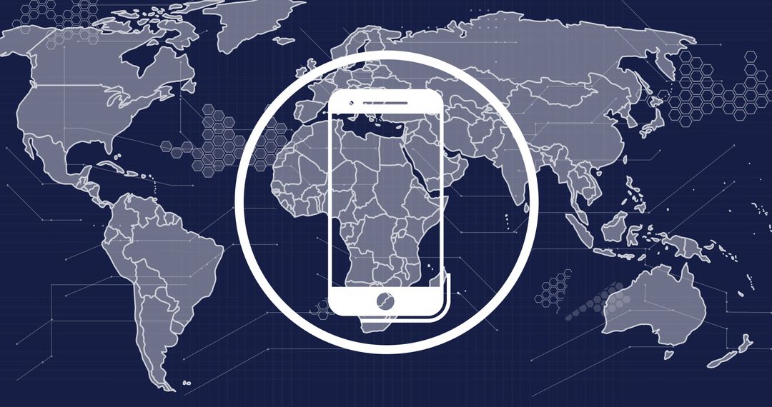 Global Technology Networking With Smartphone Icon