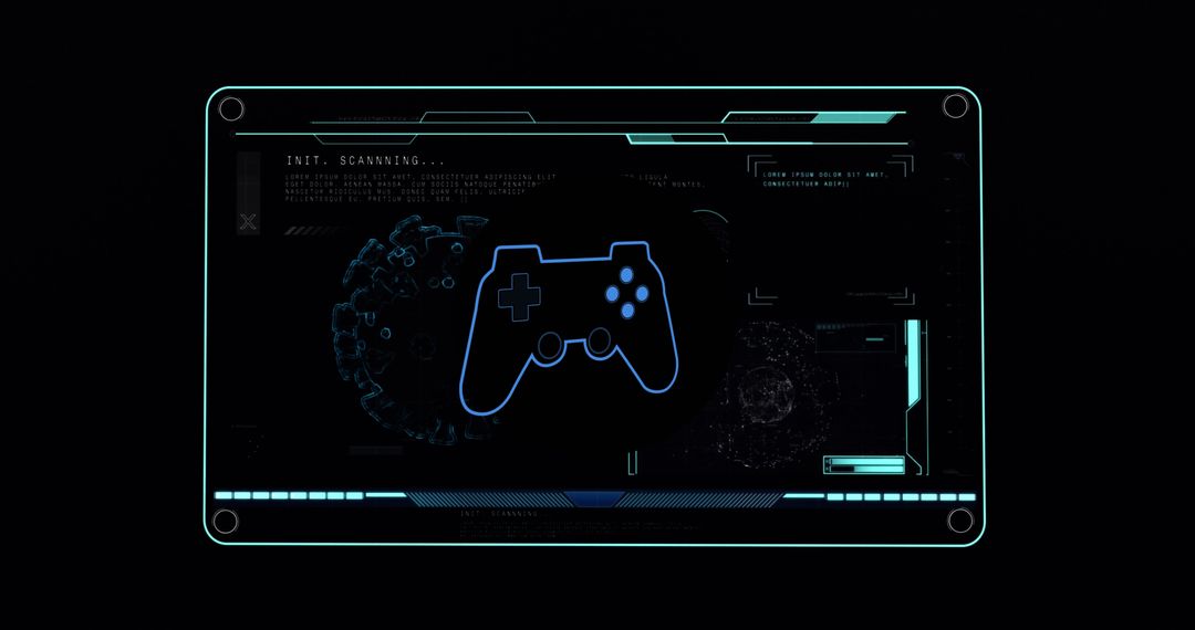 Futuristic Interface with Gamepad Icon for Digital Concepts