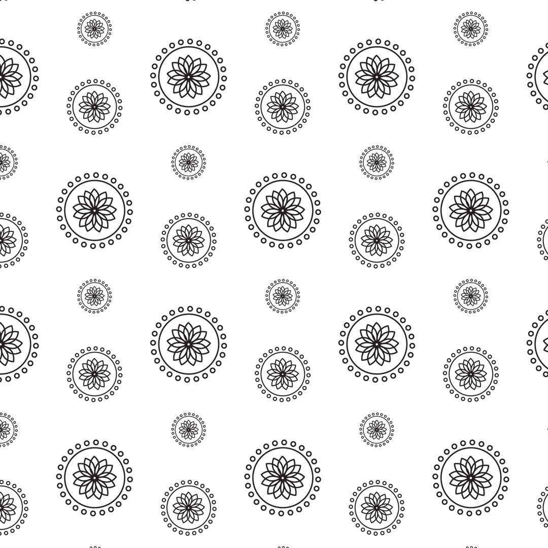 Black Rosettes Pattern on Transparent Background