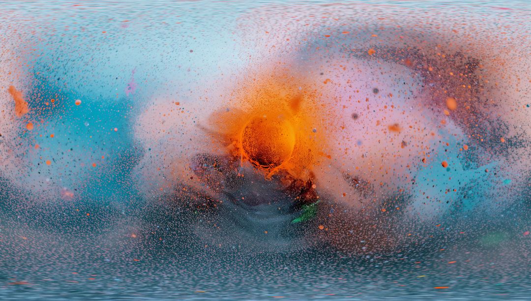 Vibrant Cosmic Orb with Dynamic Paint Explosion