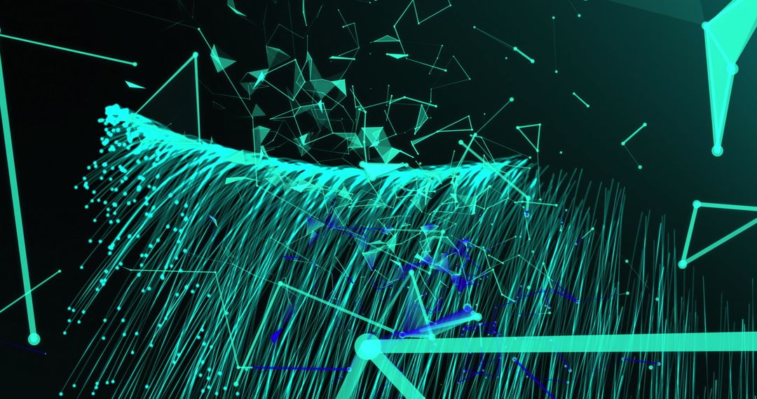 Abstract Digital Connections with Vibrant Green Glow