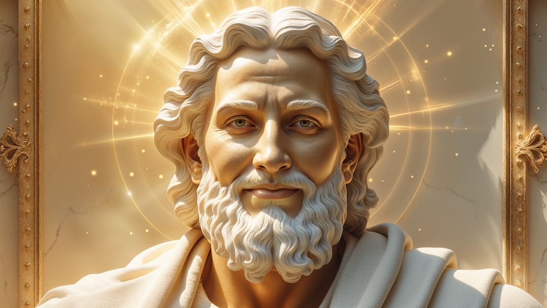 Golden Aura and Marble Statue in Glowing Shrine