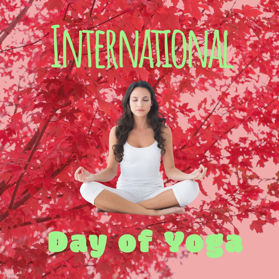 Yoga Meditation in Nature with Autumn Foliage Background