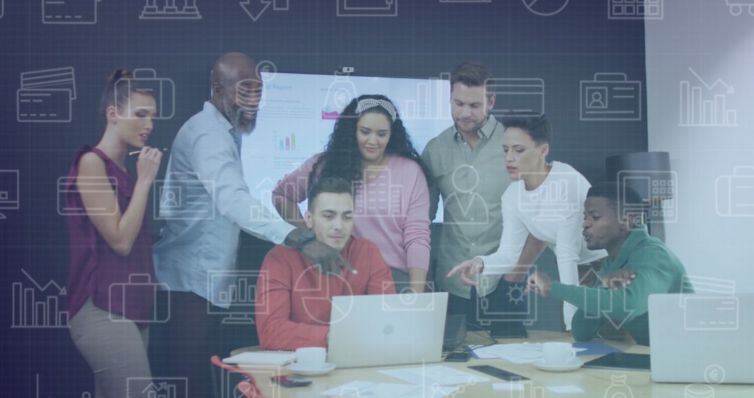 Diverse Team Collaborating on Data Analysis in a Modern Office