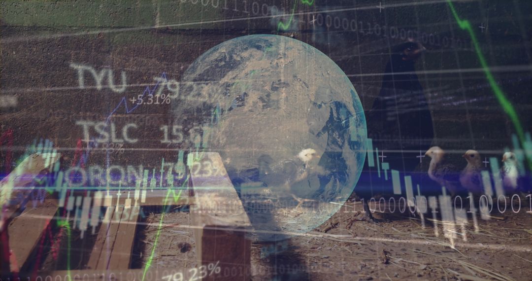 Global Digital Interface Overlapping Poultry Farm Visuals