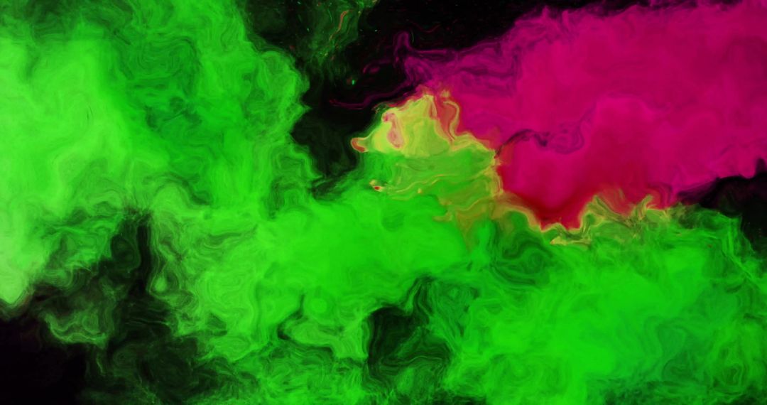 Vibrant Green and Pink Abstract Fluid Colors