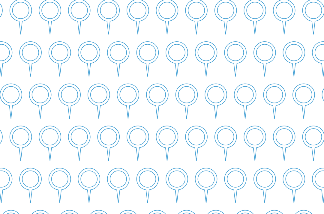 Seamless blue map pins repeated pattern transparent background