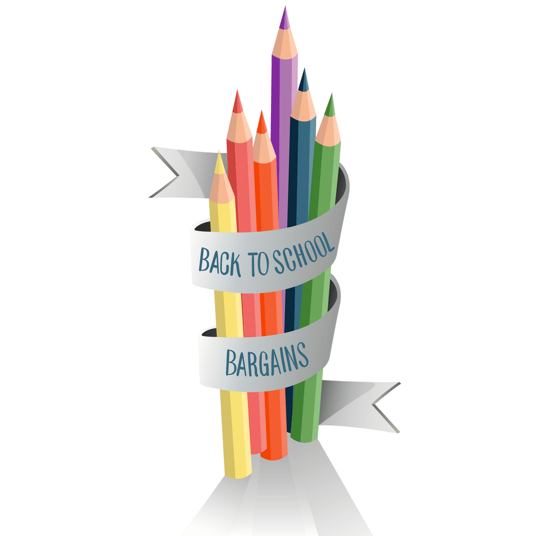 Transparent Illustration of Back to School Bargains with Colorful Pencils