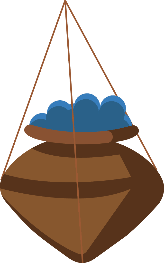 Hanging Planter Pot with Abstract Cloud on Transparent Background