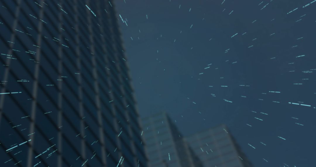 Abstract Cyber Skyscraper Night Vision with Dynamic Light Trails