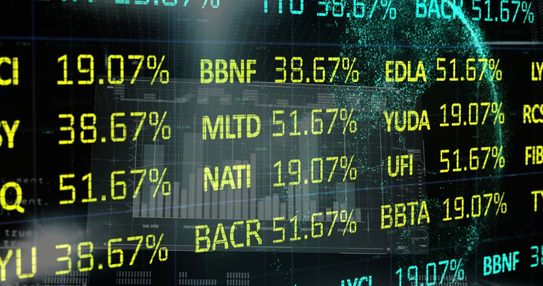 Digital Global Finance Data Display with Futuristic Details