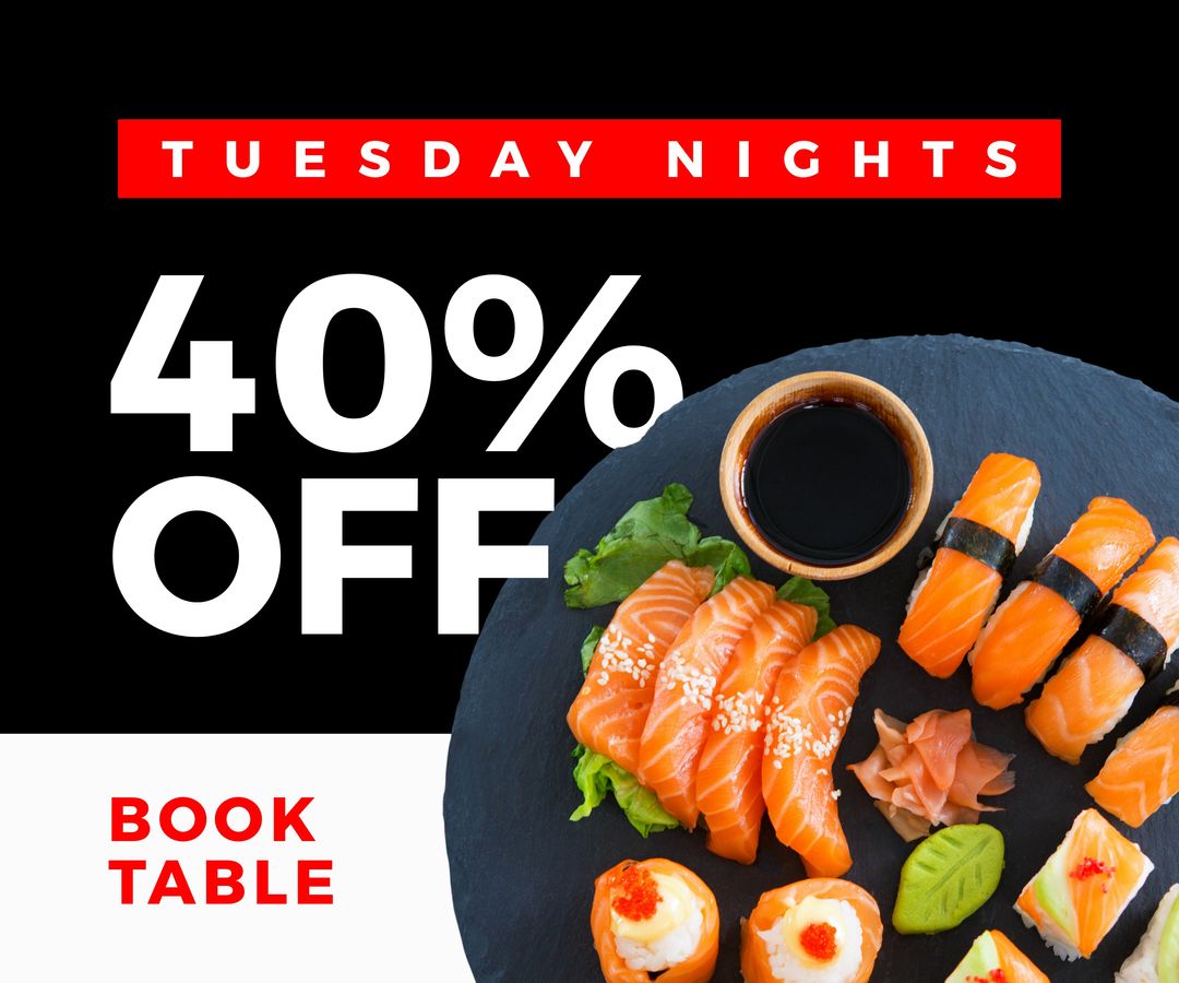 Tuesday Sushi Specials 40 Percent Off Discount Promotion