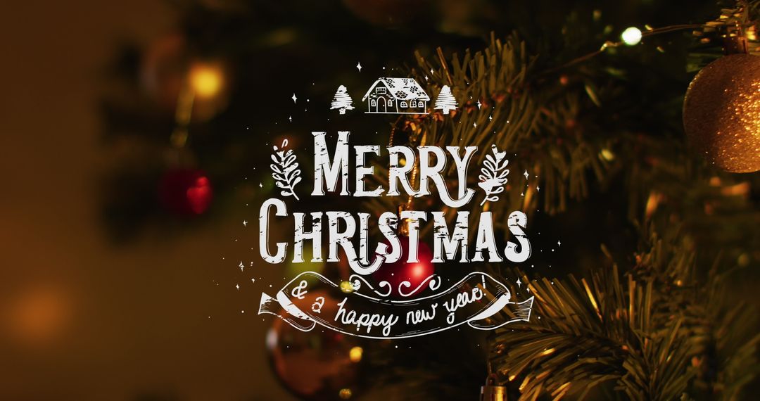 Festive Christmas Greeting with Decorated Tree