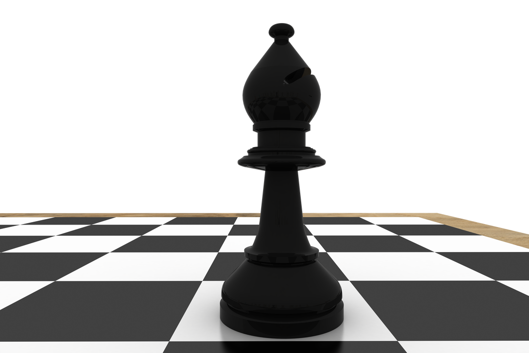 Transparent Black Bishop Standing on Chess Board - Download Free Stock Images Pikwizard.com