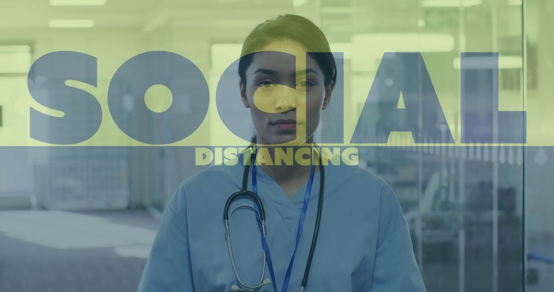 Healthcare Worker Emphasizing Social Distancing Protocols