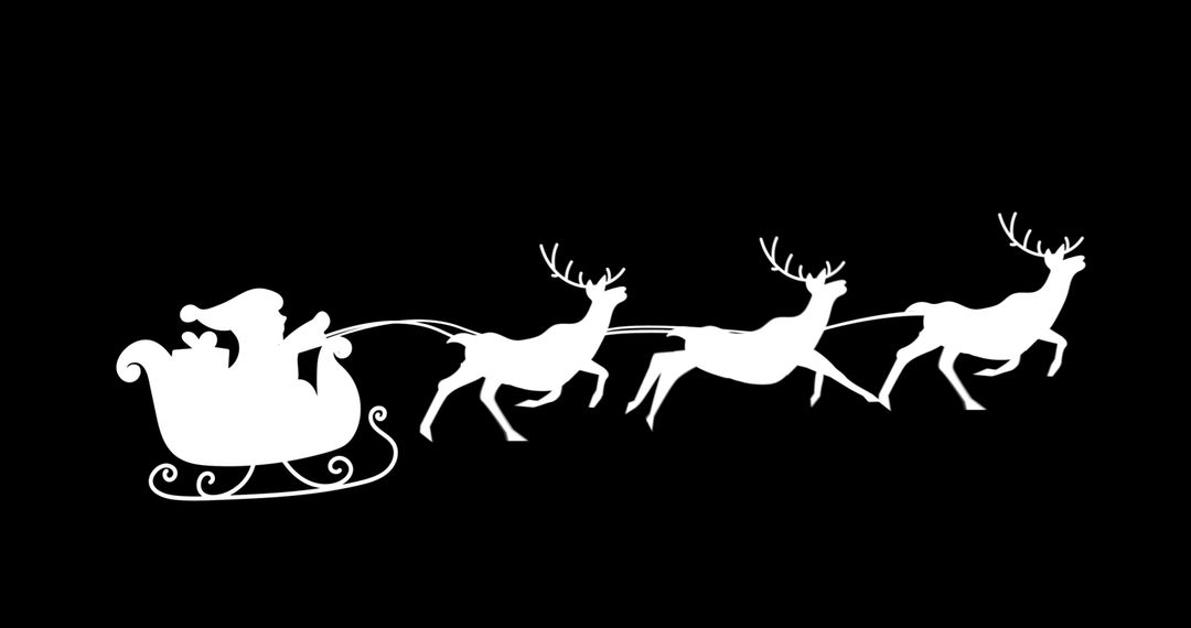 Silhouette of Santa Claus in Sleigh with Reindeers on Black Background - Free Images, Stock Photos and Pictures on Pikwizard.com