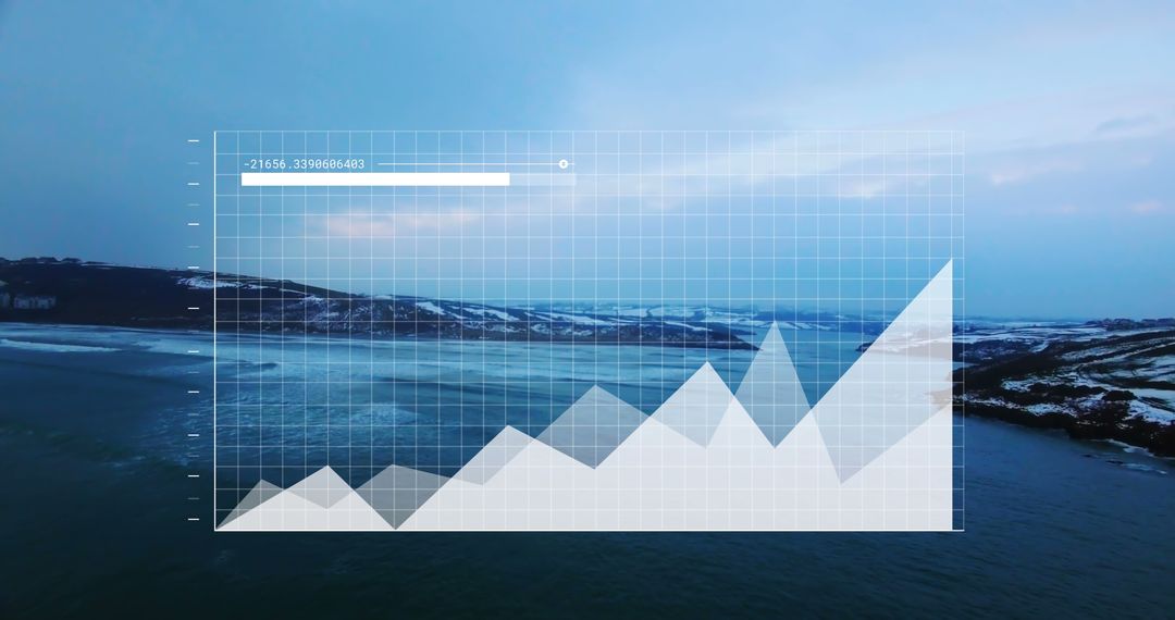 Digital Graph Chart Over Snowy Landscape