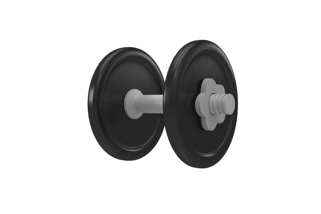Black Dumbbell on Transparent Background Illustration for Fitness Design