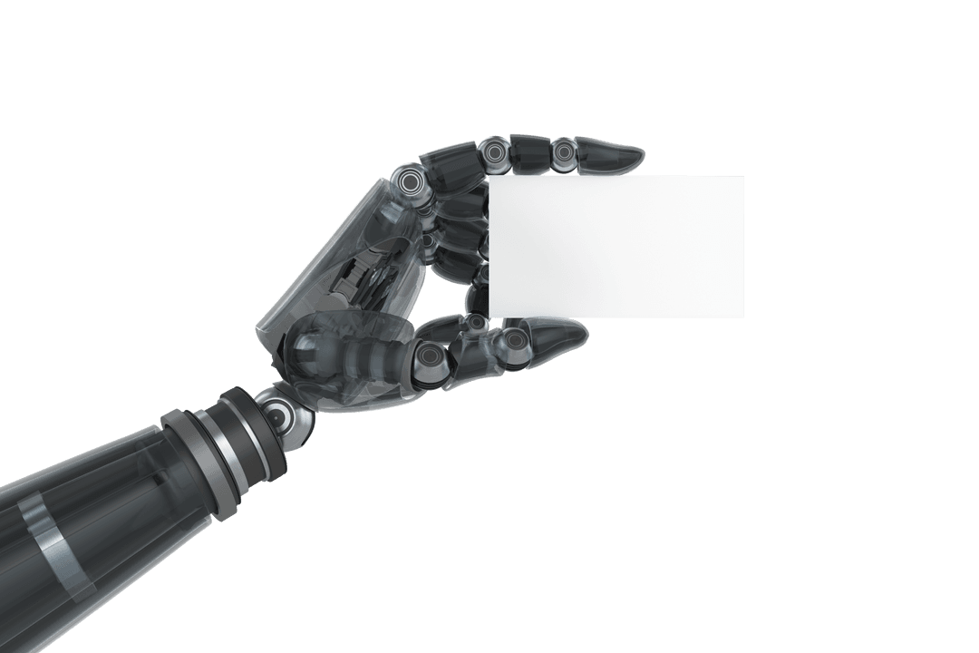 Transparent Cyborg Hand Holding Blank Placard For Concepts