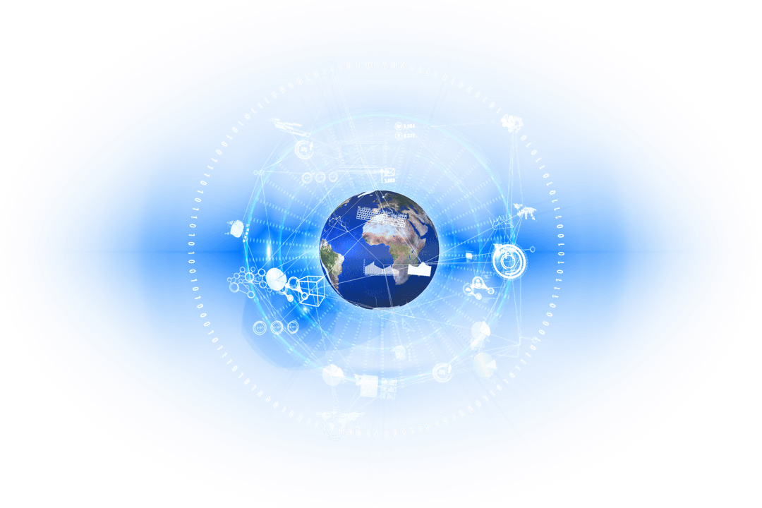 Transparent Globe with Global Digital Network Connections