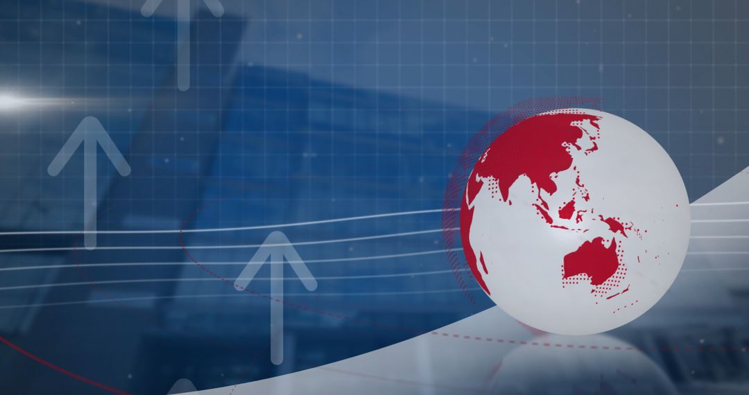 Spinning Globe and Upward Arrows Indicating Global Business Progress